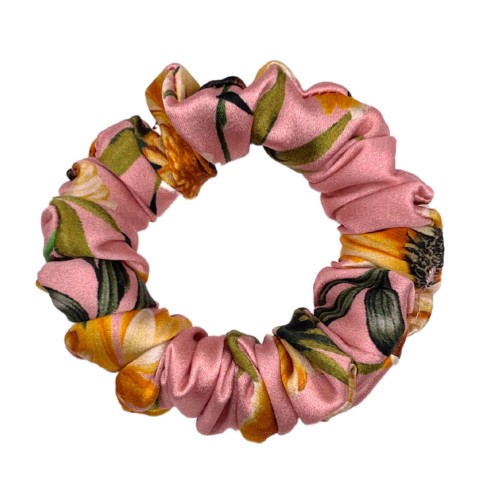 Scrunchie gumka jedwabna Gerbery mała