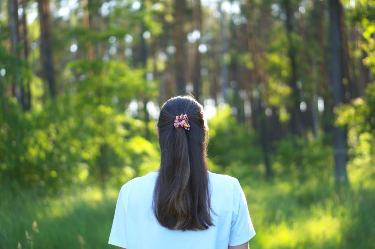 Scrunchie gumka jedwabna Gerbery mała