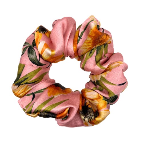 Scrunchie gumka jedwabna Gerbery
